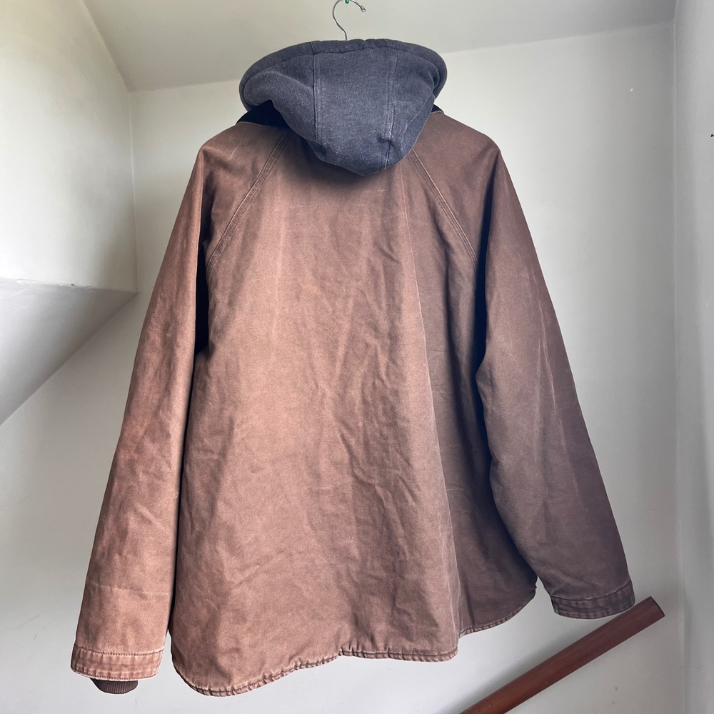 Vintage Berne Hooded Work Jacket Size XXL Brown Sherpa Duck Canvas Utility Coat - Picture 5 of 7
